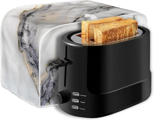 ZDCUSTOM White Marble Toaster Cover, 2 Slice Bread Toaster Oven Protector Covers