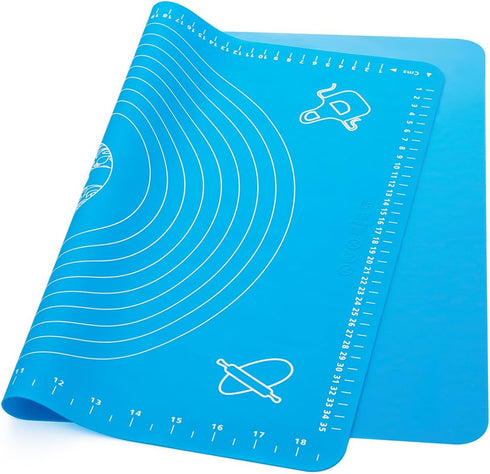 LIMNUO Silicone Baking Mat - Extra Thick Large Non Stick Pastry Mat Sheet for Dough, Blue, M-16''(W)*20''(L)