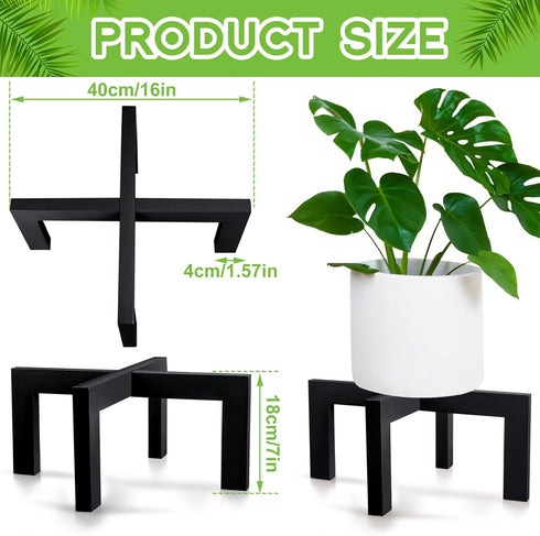 2 Pack 16 Inch 8-18 Inch Wenqik Wood Plant Stand Wooden Plant Pot Holder Mid Century Rattan Flower Boho Rustic Stool