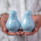 City to Cottage Ceramic Salt and Pepper Shakers Set, Handcrafted Sky Baby Blue Polka Dot Spice Shakers, Farmhouse