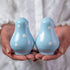 City to Cottage Ceramic Salt and Pepper Shakers Set, Handcrafted Sky Baby Blue Polka Dot Spice Shakers, Farmhouse