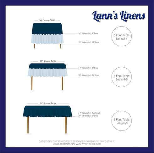 Lann's Linens - 70" Square Premium Tablecloth for Wedding/Banquet/Restaurant, White