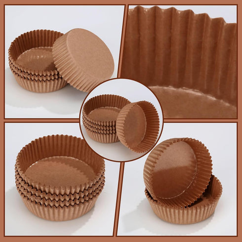 Uiifan 50 Pack Disposable Round Cupcake Liners, Paper Baking Cups for Microwave Oven Safe Paper Bakeware