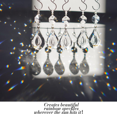 20pcs 38mm Crystal Loquat Shape Chandelier Replacement,Hanging Clear Glass Crystals for Chandelier,Crystal Prisms Beads