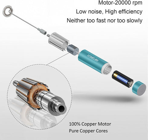 Milk Frother Handheld - Battery Operated Coffee Foamer Drink Mixer with 2 Stainless Steel Electric Whisks for Coffee,
