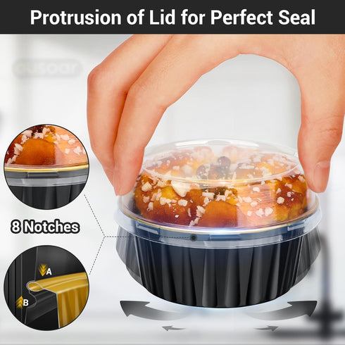 EUSOAR Ramekins with Lids, 25pcs 5oz Aluminum Foil Baking Dessert Cups, Mini Muffin Creme Brulee for Wedding Party