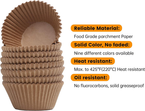 Non-stick 200pcs Standard Cupcake Liners for Baking, Food-Grade Greaseproof Parchment Muffin Wrappers