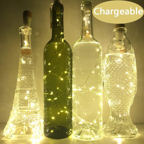 15 4PCS) NeoJoy Wine Cork Lights, Rechargeable Bottle Fairy String Lights with LED for DIY Artificial Parties