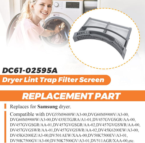 Beaquicy 2024 DC61-02595A Dryer Lint Filter Case - Replacement for Samsung Dryer