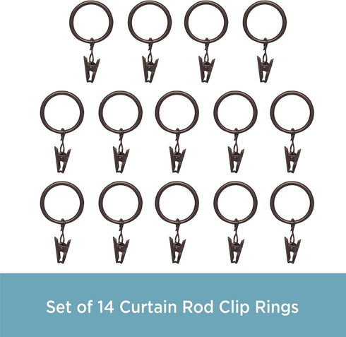 Kenney Brown Clip Curtain Ring, 5/8 In. To 3/4 In. (14-Pack)