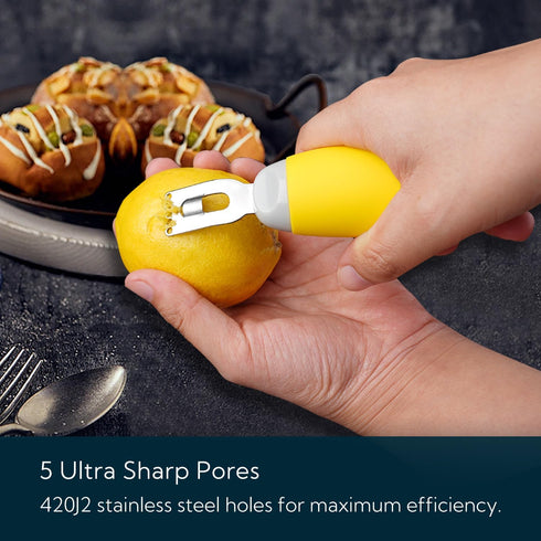 KITCHENDAO Citrus Lemon Peeler Zester Tool - Ultra Sharp Lemon Rind Twist Peeler Tool, Yellow