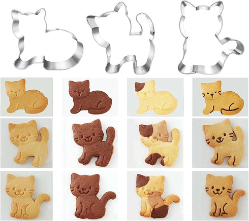 Kitty Cat Cookie Cutter Set, 6 Piece Cat Face, Kitty Butt, Paw and Cute Shapes for Themed Party
