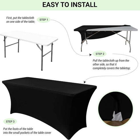 Obstal Spandex Table Cover, 6ft Fitted Rectangular Tablecloth for Birthday Party, Wedding Banquet (72L x 30W Inch)