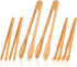 Zopeal 6 Pcs Wooden Kitchen Tongs, Long Bamboo Cooking Tongs for Picking Up Cheese, Bacon, Toast, Cake, Fruits