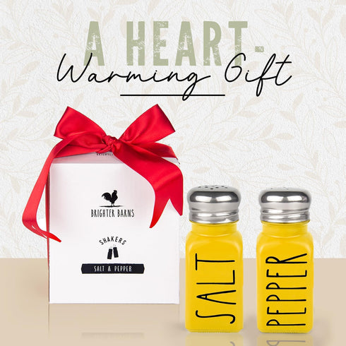 Yellow Salt and Pepper Shakers Set by Brighter Barns, Cute Glass Shakers, Yellow Kitchen Decor for Home Restaurants