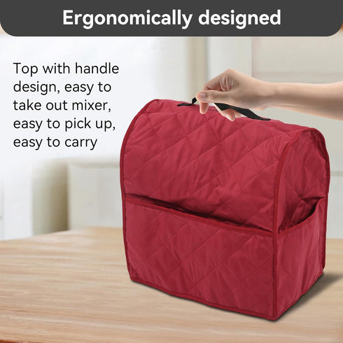Stand Mixer Dustproof Cover with Organizer Bag, Kitchen Appliance Dust Cover for KitchenAid Mixer, Red.