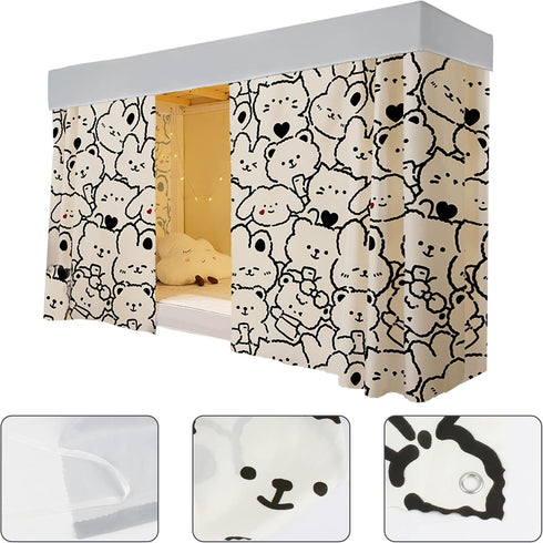 Lobagve Van Caro Students Dorm Home Bunk Bed Curtains, Breathable Dustproof Blackout Cloth Bed Canopy
