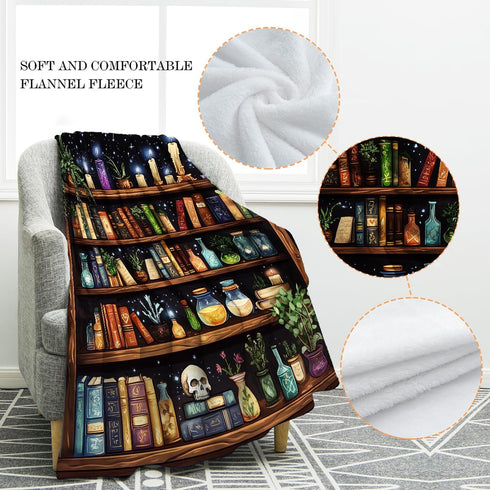 50"x60" Jekeno Bookshelf Books Blanket Gifts for Women Men Kids Boys Girls Dad Mom Teens Friends Birthday Christmas