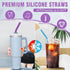 Walfos Reusable Silicone Straw, 2 Size Flexible Drinking Straws for Smoothies, BPA Free, 4 Wide + 4 Regular