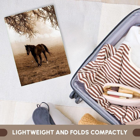 3D Rose Western Sepia Toned Horse on a Ranch with Oak Tree Towel, 15" x 22", Multicolor