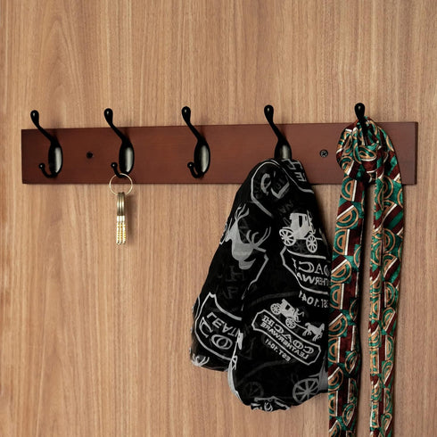 Wall Mount Coat Rack, Coat Hooks, 2 Pack Walnut Wall Hat Hanger