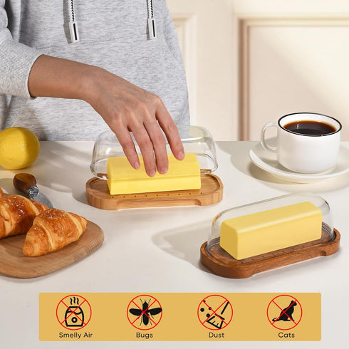 Hekeieon Counter, 2026 Butter Dish with Lid, Butter Container Holds for East/West Coast Butter, Butter Tray with Lid