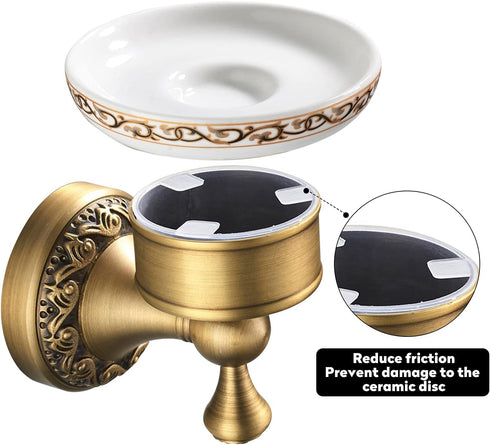 Leyden Shower Soap Dish, Antique Brass Dish Soap Holder, Luxury Art Engraved Wall Mount Bathroom Hardware