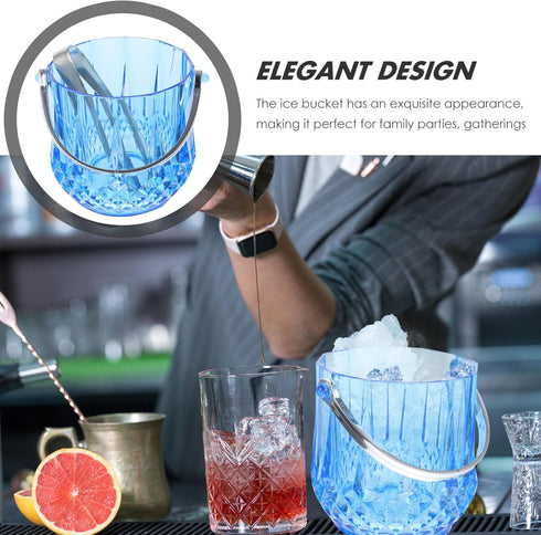 Kichvoe Bar Ice Cube Bucket with Ice Tongs 1150ml Ice Container Bucket Ice Cube Container Storage Bucket Transaprent Beer Bucket For Home Wine Ice Cubes