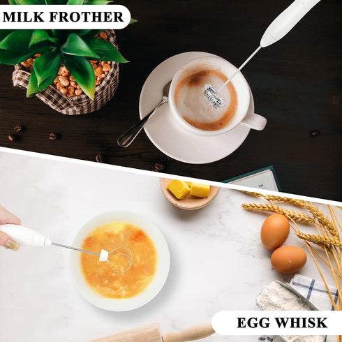 Double Whisk Milk Frother, Handheld USB-C Rechargeable Electric Drink Mixer for Lattes and Matcha