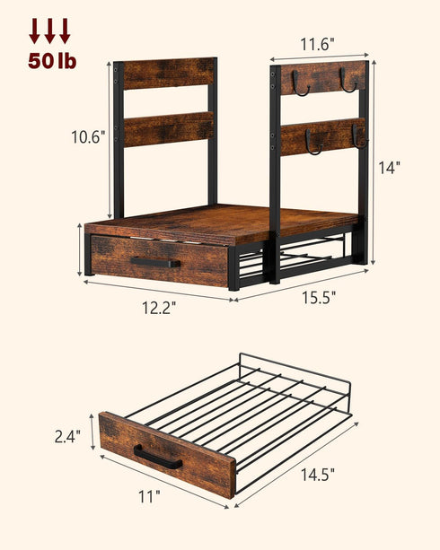K Cup Holder Drawer, Coffee Pod Organizer for Counter, Sturdy K-Cup Storage Drawer with Mug Rack, 35 Pods Capacity,