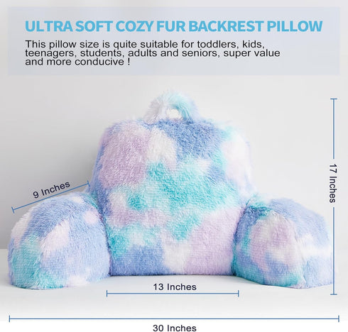 Jillche Bed Cozy Stylish Ross Fur Adults & Kids Reading Pillow, Soft Bed Wedge Pillow with Premium Stuffing, Pastel
