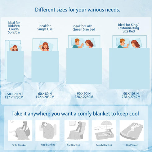 OIGAE Cooling Blanket - Double Sided Cold Effect Bed Throw for Hot Sleepers, Skin-Friendly
