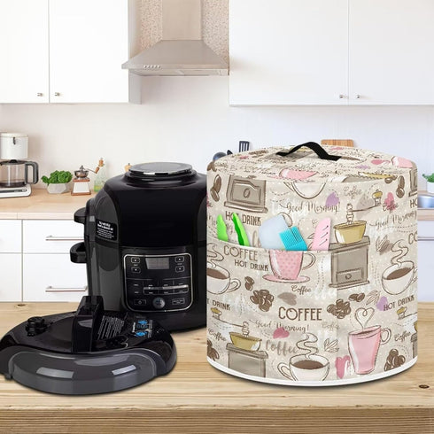 Coffee Print Dust Cover for 6 Quart Electric Pressure Cooker, Rice Cooker, Kitchen Decorative Air Fryer Protective Bag