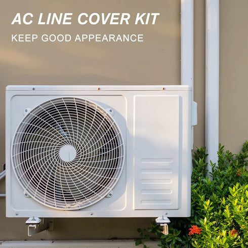 BEWAVE 9 Ft AC Line Cover Kit - 4" W Decorative PVC Tubing for Mini Split Air Conditioners and Heat Pumps