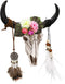 alikiki Floral Cow Skull Wall Decor – DIY Faux Bull Skull Head Wall Hanging 3D Boho Chic Decor with Dreamcatcher Feather