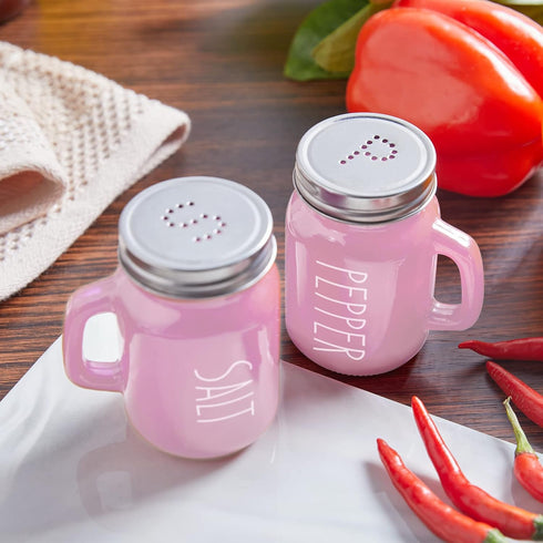 Pink Salt and Pepper Shakers Set, 4 oz Glass Kitchen Accessories, Easy to Clean & Refill, Pink Kitchen Decor