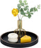 GORESE 12" Decorative Tray for Home Decor, Round PU Leather Coffee Table