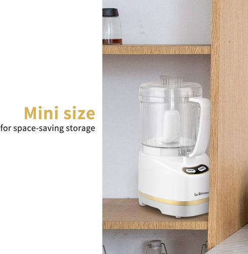 La Reveuse Electric Mini Food Processor, Small Chopper, 200 Watts, 2-Cup Prep Bowl for Mincing, Chopping, Grinding,