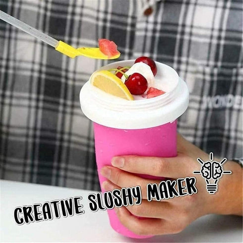Slushie Maker Cup, Magic Quick Frozen Smoothies Cup, Double Layer Squeeze Cup for Homemade Milk Shakes