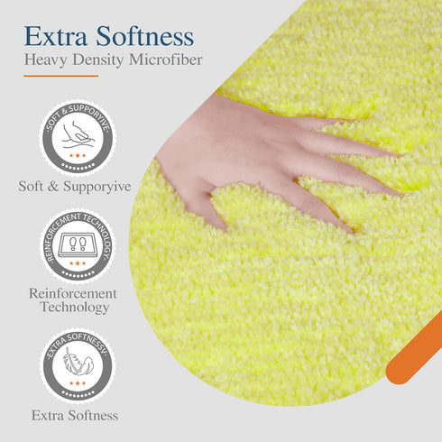 Walensee Non Slip Bath Rug, 20 x 32 Yellow Bathroom Mat, Water Absorbent Soft Microfiber Shaggy Rug