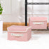 ANMINY Fabric Storage Bin with Lid, Rose Print Storage Box with PU Leather Handles, Washable PP Plastic, Pink, Small