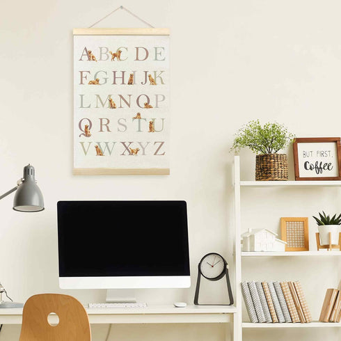TLESKE 16x24 Golden Retriever Alphabet ABC Chart Poster Hanger Frame, Homeschool Preschool Hanging Wall Art Decor