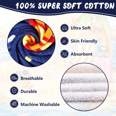 50" 30" Swimming 3-12 MOKANI Kids Cotton Hooded Towels | Super Soft & Thick & Super Absorbent | x Beach Bath Towels