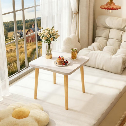 4 Floor,20"(L) 20"(W) 20"(H),Living Funecy Square End Table Low Table with Solid Wood Sturdy Legs,Floor Table Desk