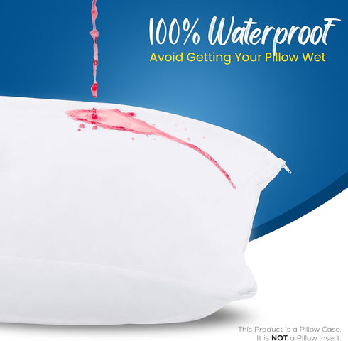 Utopia Bedding Waterproof Queen Size Pillow Protectors, Zippered (4 Pack, White), Dust Mite Proof Covers