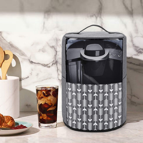 Yarwo Coffee Maker Dust Cover for Keurig K-Classic and K-Select, Gray with Arrow, Visible Cover with Pockets