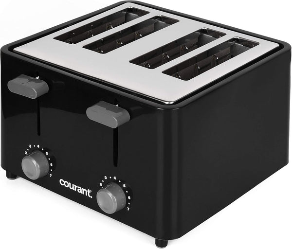 Courant Classic 4 Slice Toaster with Drop Down Crumb Tray for Easy Cleaning - Black