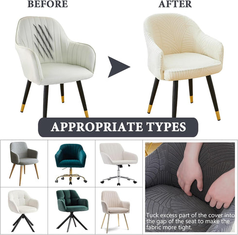 Curved Back Dining Chair Covers with Armrest, Stretch Accent Dining Room Chairs Covers Slipcovers with Arms, Office