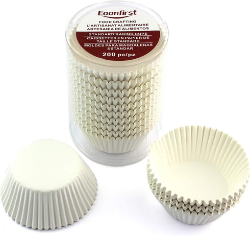 Eoonfirst Standard Size Baking Cups, Thanksgiving Day Party Cupcake Liners, 200 Pcs (White)