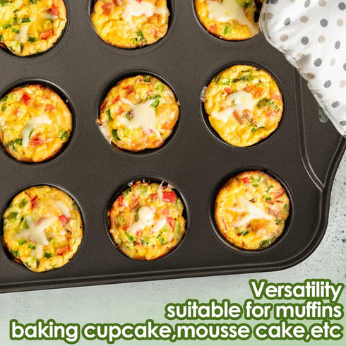 Mini Muffin Pan, 12 Cup with Removable Bottom, Nonstick Cupcake Pans for Baking, Premium Carbon Steel